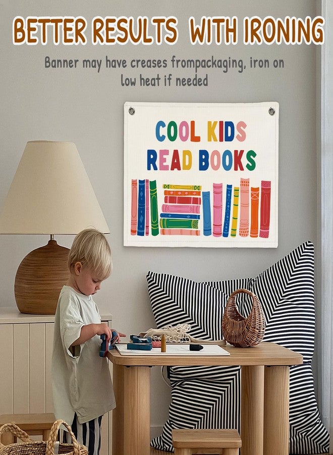 SJDFCSA Cool Kids Read Books Banner Canvas Wall Hanging, Reading Corner Decor Wall Art, Boho Colorful Books Wall Decor Hanging Banner Flag for Classroom Reading Room Library Kids Bedroom Prints, 30x20 - Image 5