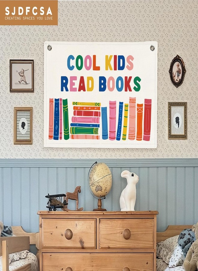 SJDFCSA Cool Kids Read Books Banner Canvas Wall Hanging, Reading Corner Decor Wall Art, Boho Colorful Books Wall Decor Hanging Banner Flag for Classroom Reading Room Library Kids Bedroom Prints, 30x20 - Image 4