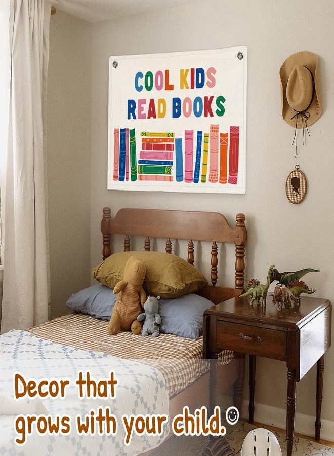 SJDFCSA Cool Kids Read Books Banner Canvas Wall Hanging, Reading Corner Decor Wall Art, Boho Colorful Books Wall Decor Hanging Banner Flag for Classroom Reading Room Library Kids Bedroom Prints, 30x20 - Image 3