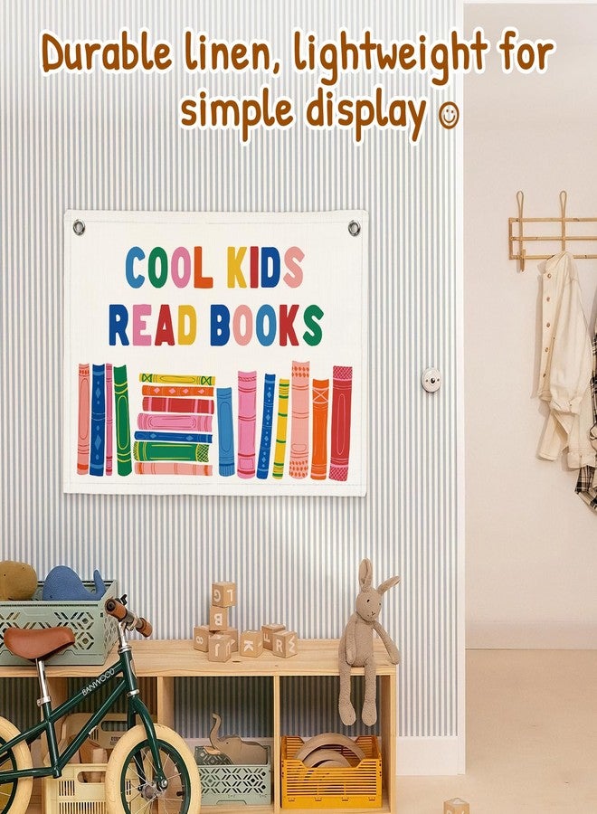 SJDFCSA Cool Kids Read Books Banner Canvas Wall Hanging, Reading Corner Decor Wall Art, Boho Colorful Books Wall Decor Hanging Banner Flag for Classroom Reading Room Library Kids Bedroom Prints, 30x20 - Image 2