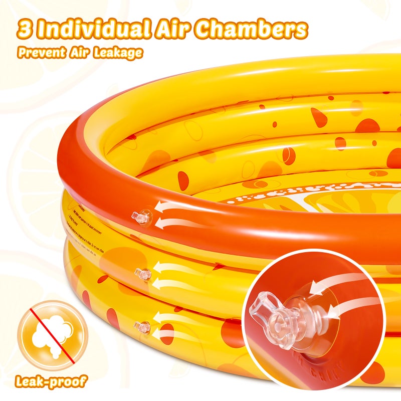 PVC Inflatable Swimming Pool Circular Household Playing Water Pool Baby Bathing Pool Kids Toy 120x120x28cm(Orange Pattern) - Image 5