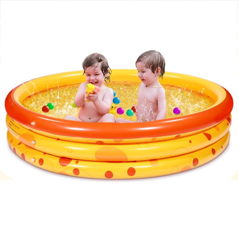 PVC Inflatable Swimming Pool Circular Household Playing Water Pool Baby Bathing Pool Kids Toy 120x120x28cm(Orange Pattern) - Image 1