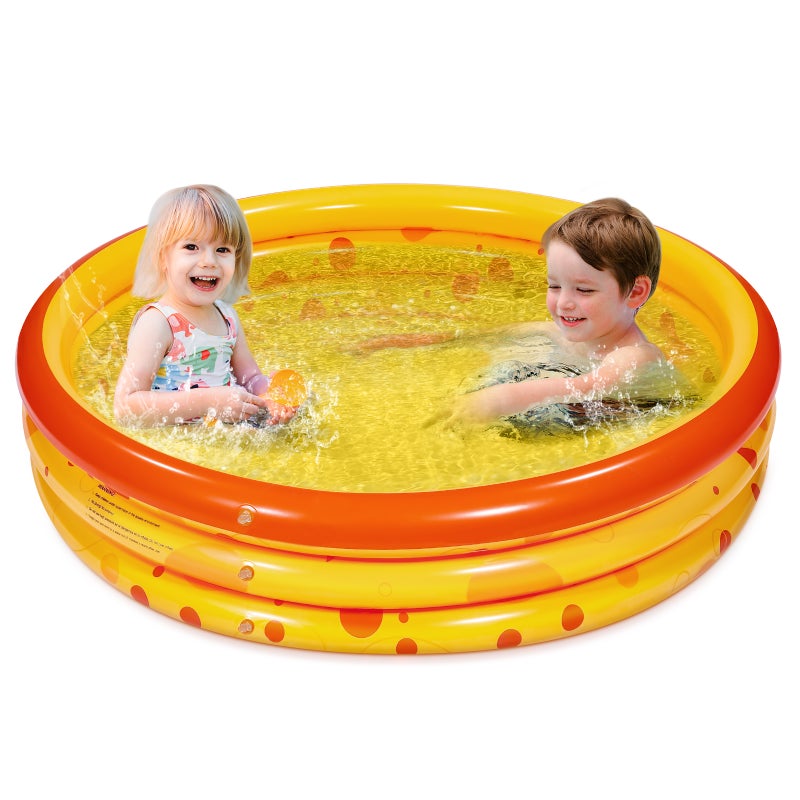 PVC Inflatable Swimming Pool Circular Household Playing Water Pool Baby Bathing Pool Kids Toy 120x120x28cm(Orange Pattern) - Image 4