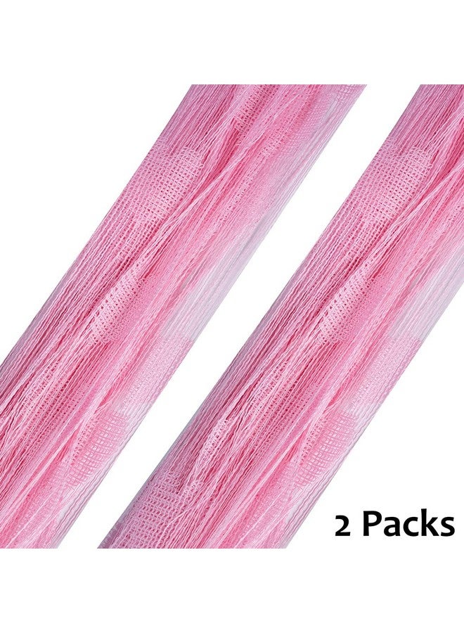 Pindia 6 feet Set of 2 Baby Pink String Net Heart Design Door Window Curtain - Image 5