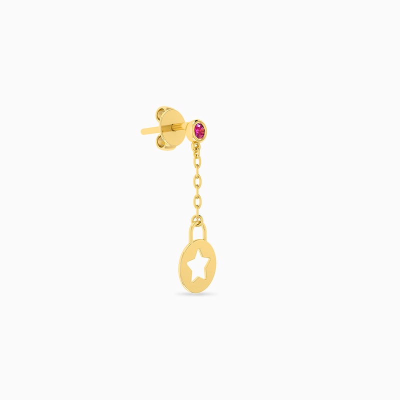 Miss L' by L'azurde Ribbon Red Stone Drop Earrings in 18K Gold - Image 3