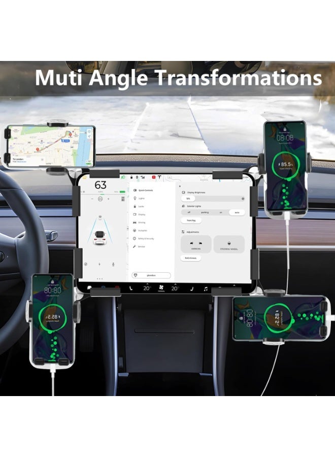 KASTWAVE for Tesla Phone Mount, Adjustable Universal 360° Rotatable Car Accessories for Tesla Model Y 3 Phone Holder Mount with iPhone 16 15 14 13 12 Series, 4-7.2'' All Phones - Image 4