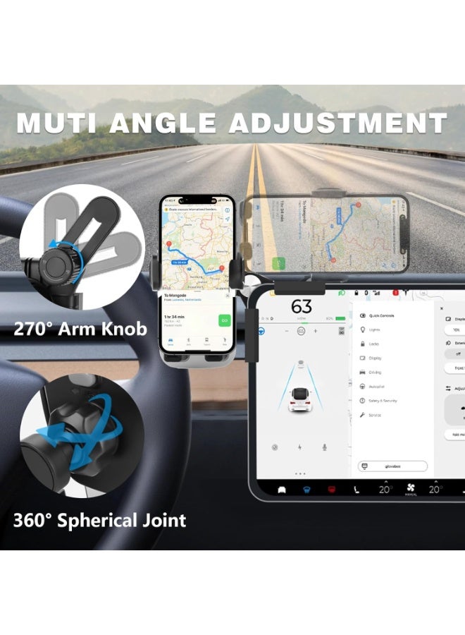 KASTWAVE for Tesla Phone Mount, Adjustable Universal 360° Rotatable Car Accessories for Tesla Model Y 3 Phone Holder Mount with iPhone 16 15 14 13 12 Series, 4-7.2'' All Phones - Image 3