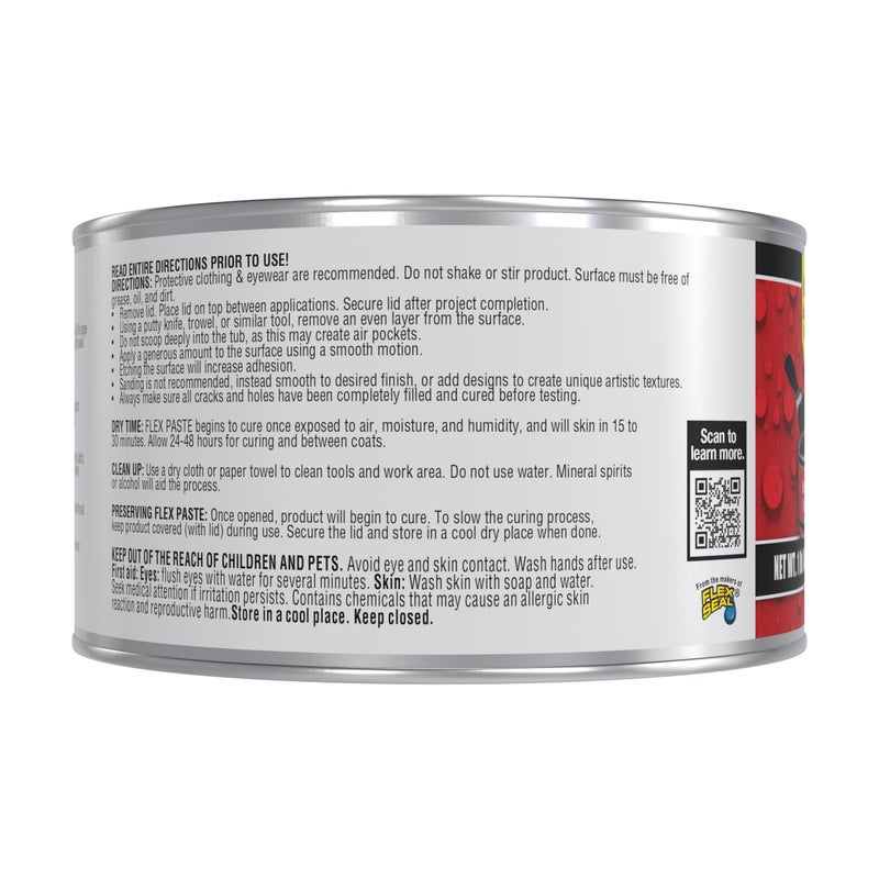 Flex Paste, Waterproof Paintable Putty, Spackle Sealant, Fill Gaps Cracks Holes - Block Out Water and Air - UV Resistant - Walls, Drywall, EPDM, Concrete, Roof, RV Repairs, Black, Half-Quart - Image 2