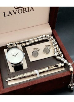Laforea watch gift set for men consisting of 4 pieces, a rosary watch, a pen and a set of buttons