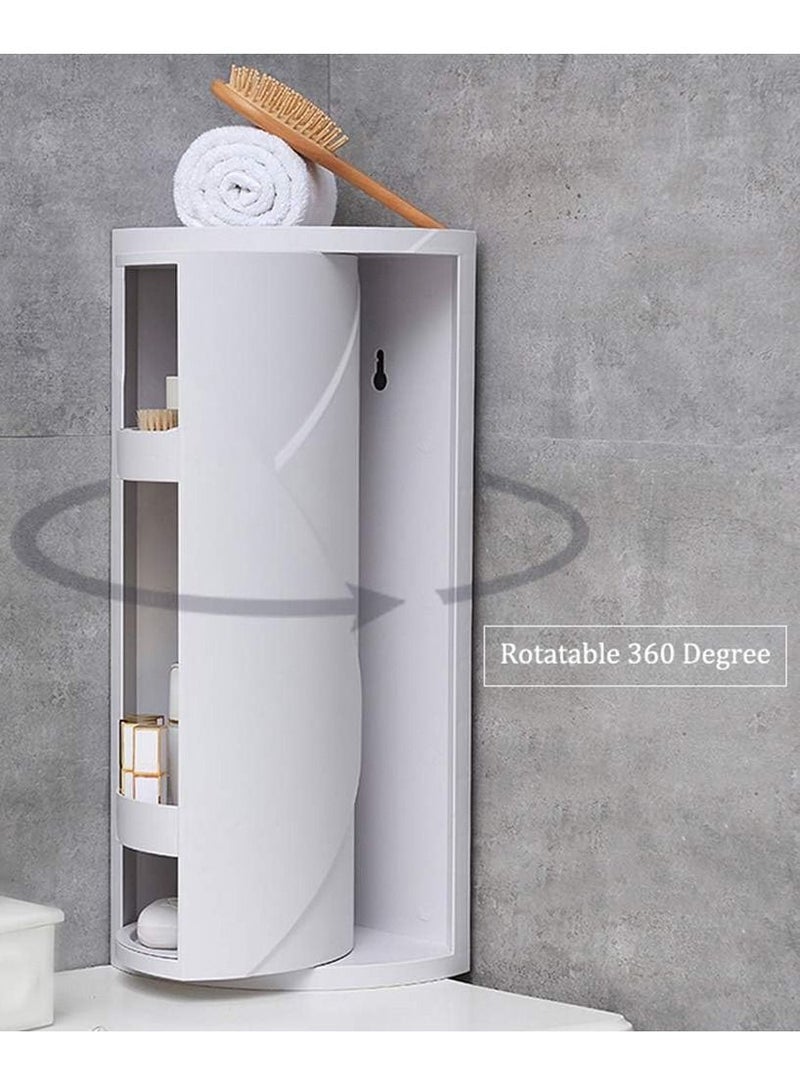 DubaiGallery Home Storage Shelf (Swivel Shelf - White) Rotating Triangle Shelf, Bathroom 360 Degree Double Layer Storage Shower Corner Organizer Cosmetic Cabinet  - Image 2