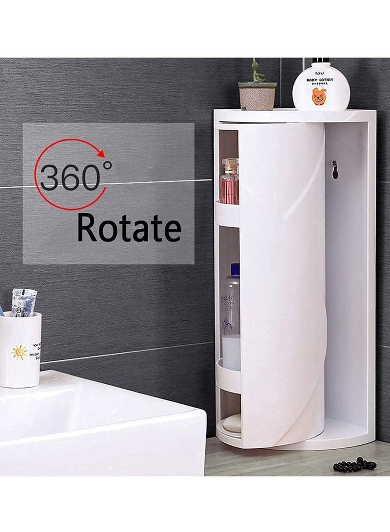 DubaiGallery Home Storage Shelf (Swivel Shelf - White) Rotating Triangle Shelf, Bathroom 360 Degree Double Layer Storage Shower Corner Organizer Cosmetic Cabinet  - Image 4