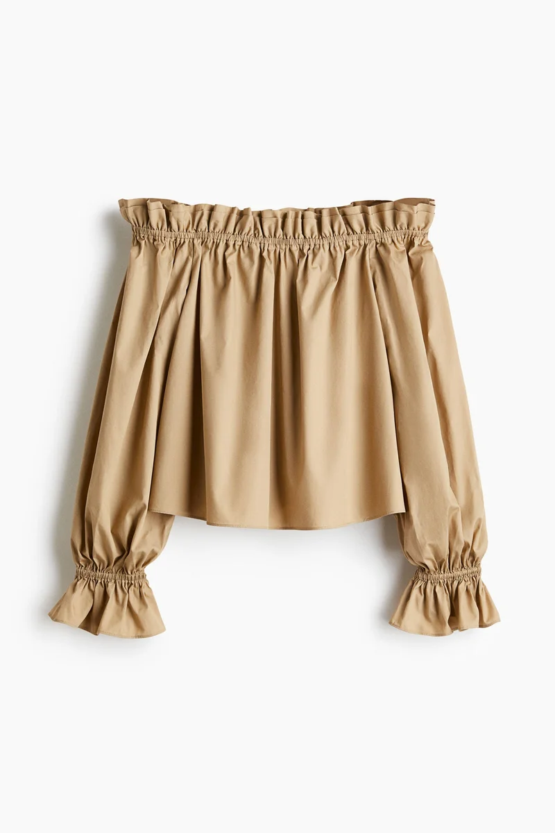 اتش اند ام Off-the-shoulder poplin blouse