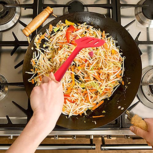 Baskety Silicone Turner Spatula/Slotted Spatula, High Heat Resistant to 480°F, Hygienic One Piece Design, Non Stick Rubber Kitchen Utensil for Fish, Eggs, Pancakes, Wok Red Pack of 1 - Image 5
