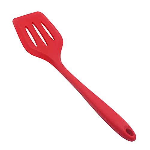 Baskety Silicone Turner Spatula/Slotted Spatula, High Heat Resistant to 480°F, Hygienic One Piece Design, Non Stick Rubber Kitchen Utensil for Fish, Eggs, Pancakes, Wok Red Pack of 1 - Image 1