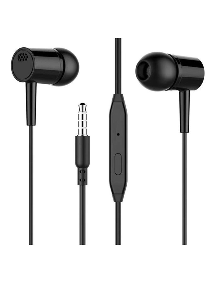 L29/D21 Wire Control Headset With Microphone In-ear For Android For Apple For Huawei Mobile Phone-Color:L29 Black Bare Metal