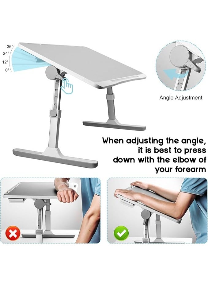 Lap Desk Bed Tray Table, Adjustable Laptop Stand with USB, Light, Fan, and Drawer - Image 3