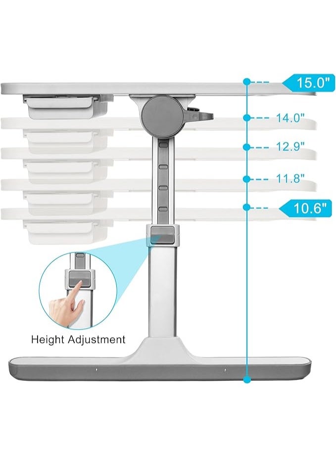 Lap Desk Bed Tray Table, Adjustable Laptop Stand with USB, Light, Fan, and Drawer - Image 4