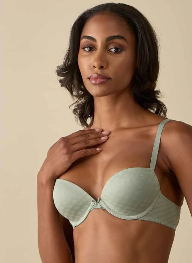 Splash FAV Textured Balconette Bra with Hook and Eye Closure