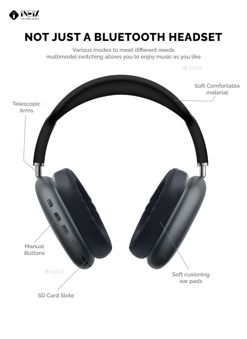 INEIX - Air Max Wireless Bluetooth Over-Ear Headphones -Black - Image 1