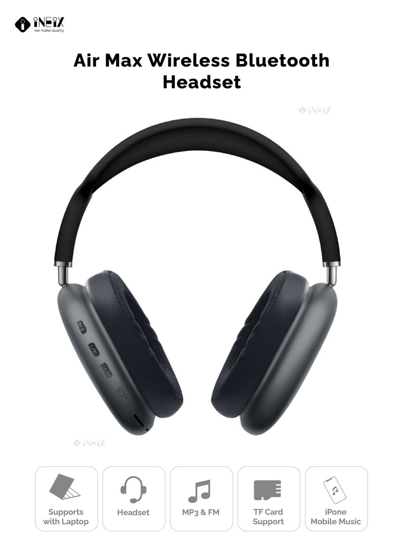 INEIX - Air Max Wireless Bluetooth Over-Ear Headphones -Black - Image 1