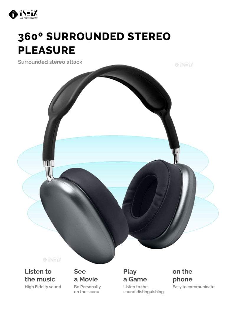 INEIX - Air Max Wireless Bluetooth Over-Ear Headphones -Black - Image 1