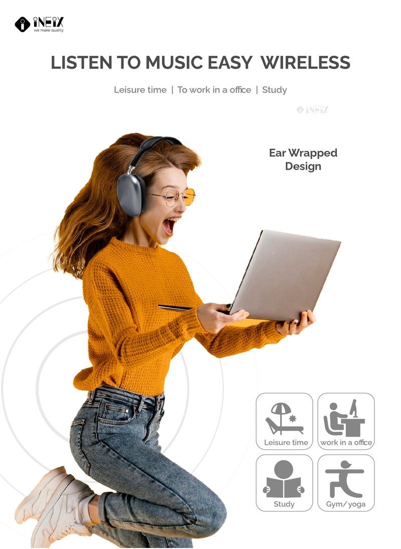 INEIX - Air Max Wireless Bluetooth Over-Ear Headphones -Black - Image 1