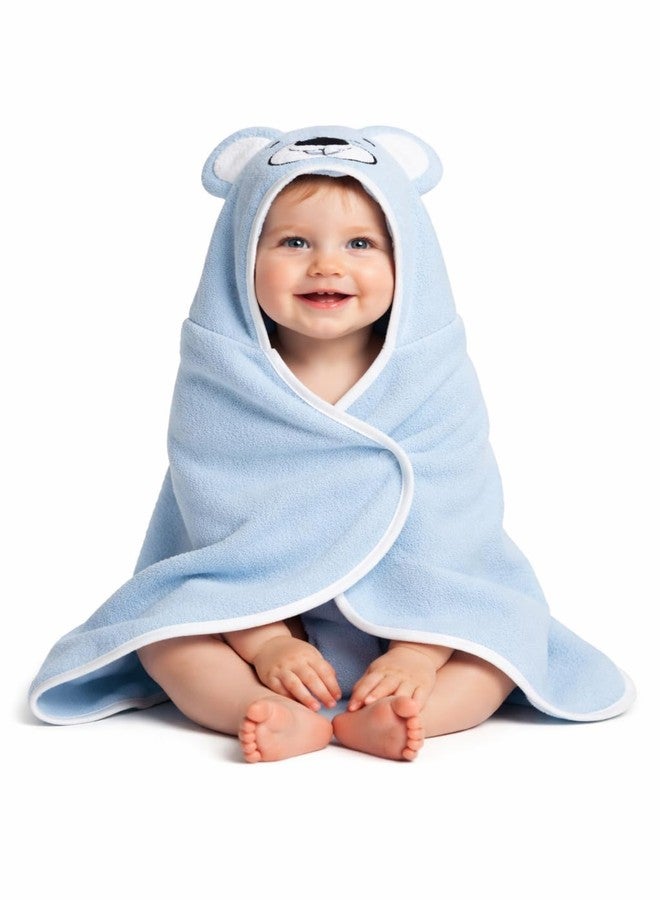 CREEVA Cuddle Baby/Kids Hooded Bath Towel in Light Blue – Soft Bamboo Cotton with Cute Cartoon Face & 3D Ears 100% Bamboo Cotton, Super Absorbent Bath Wrap for Newborns & Toddlers | (0-5 Years) - Image 1