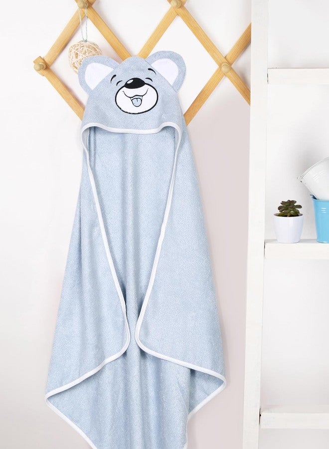 CREEVA Cuddle Baby/Kids Hooded Bath Towel in Light Blue – Soft Bamboo Cotton with Cute Cartoon Face & 3D Ears 100% Bamboo Cotton, Super Absorbent Bath Wrap for Newborns & Toddlers | (0-5 Years) - Image 2