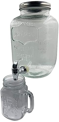 LVOOK Glass Made lass Beverage Beer Juice Dispenser for Party Event with 1 Free Mason Jars- 4 Liter by Home-Cart - Image 2