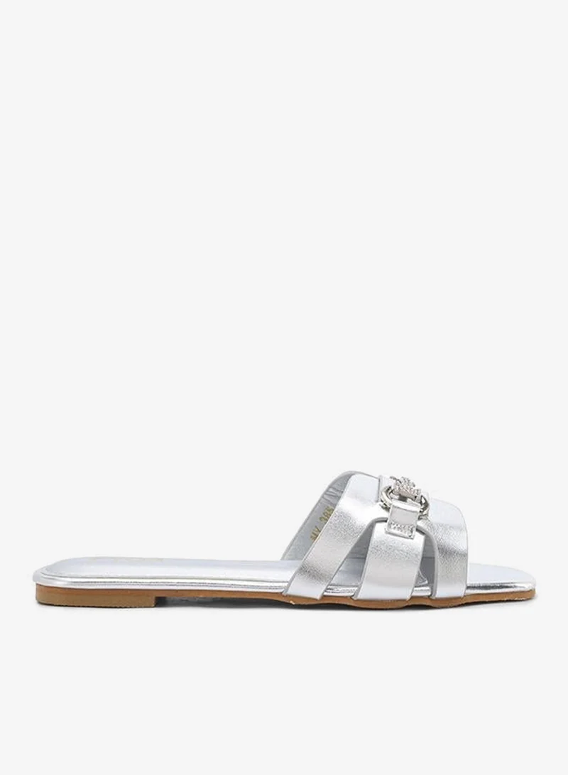 فايور Crystal Buckle Multi-Strap Flat Sandal MY 385