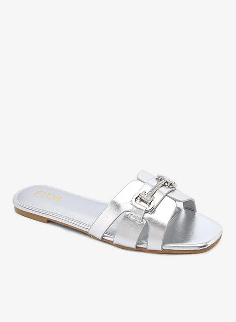 فايور Crystal Buckle Multi-Strap Flat Sandal MY 385