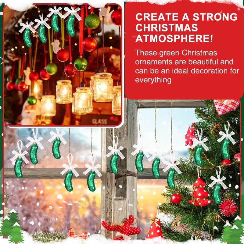 بيبتو BBTO Christmas Pickle Ornament for Christmas Tree Green Tradition Mlown Glow Decoration Hanging Holiday Pickles with Gift Box (Classic Style) - Image 4
