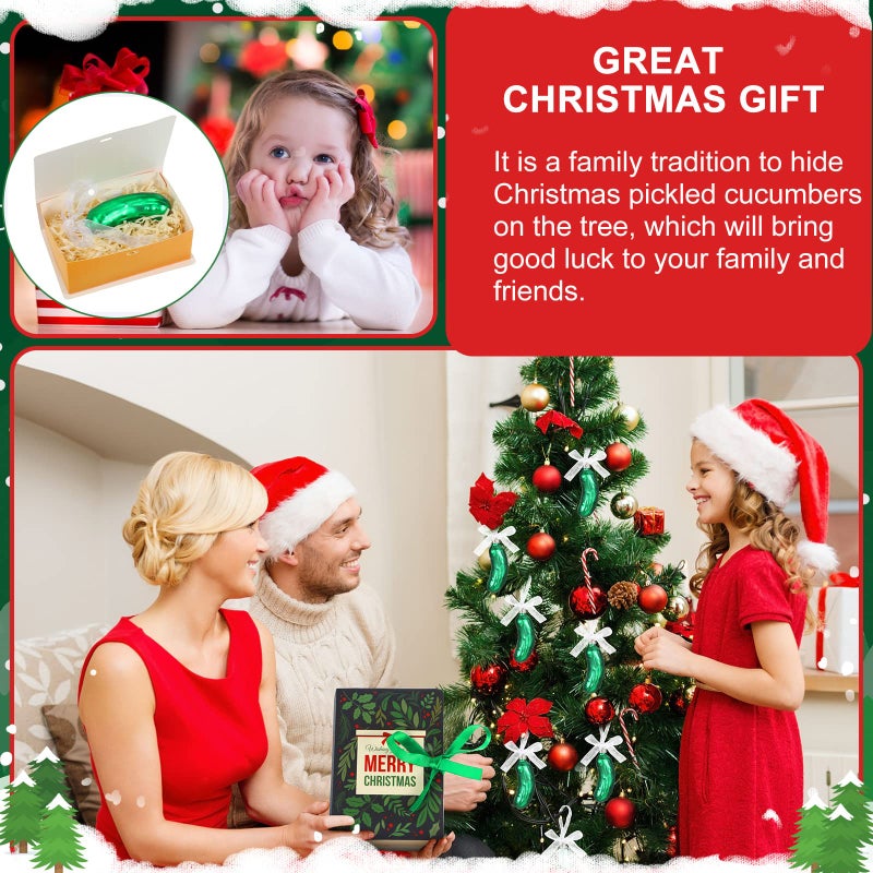 بيبتو BBTO Christmas Pickle Ornament for Christmas Tree Green Tradition Mlown Glow Decoration Hanging Holiday Pickles with Gift Box (Classic Style) - Image 5