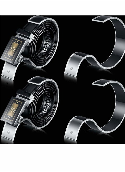 Belt Display Stands Set, 4 Pcs Clear Acrylic Belt Organizer Belt Display Case