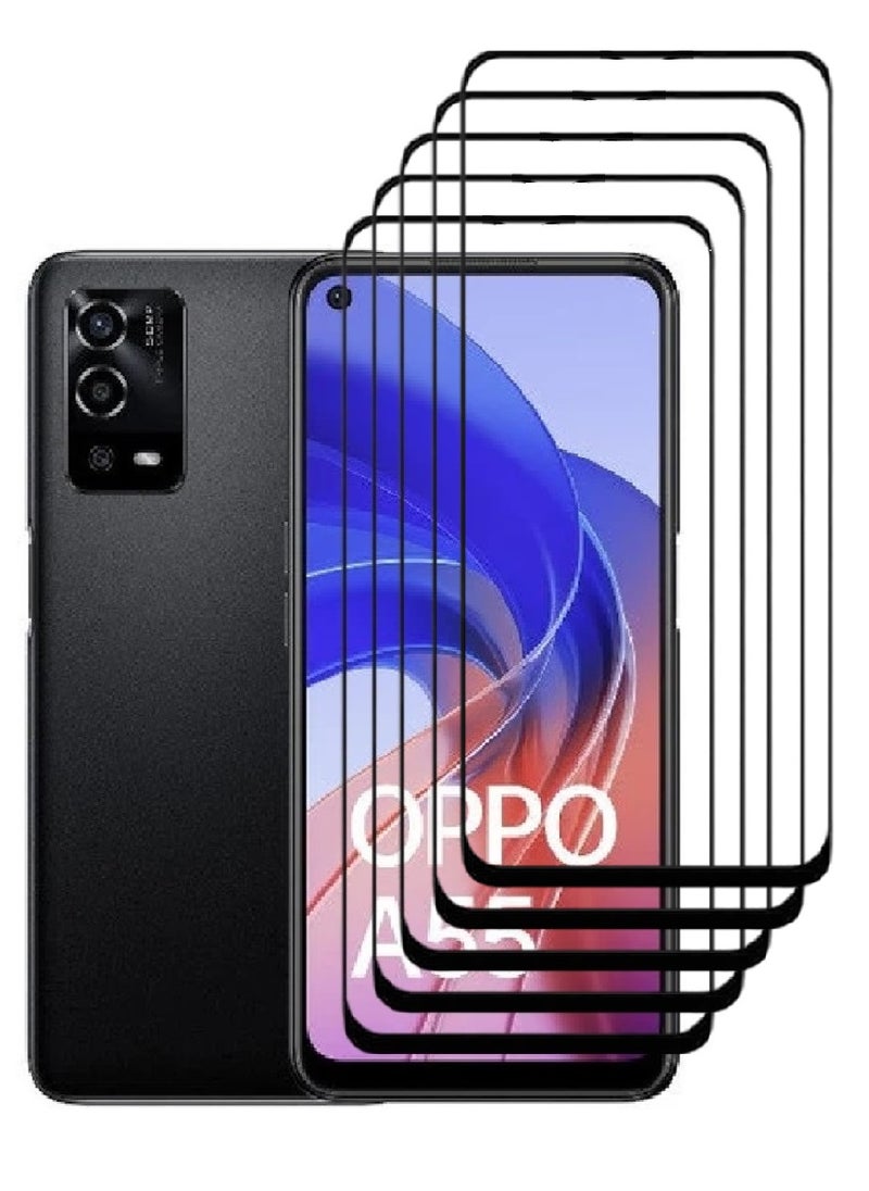 AINA 5 Pieces Tempered Glass Screen Protector 5D Designed For Oppo A55 Full Glue Edge to Edge Full Screen Coverage And Bubble Free - Image 1
