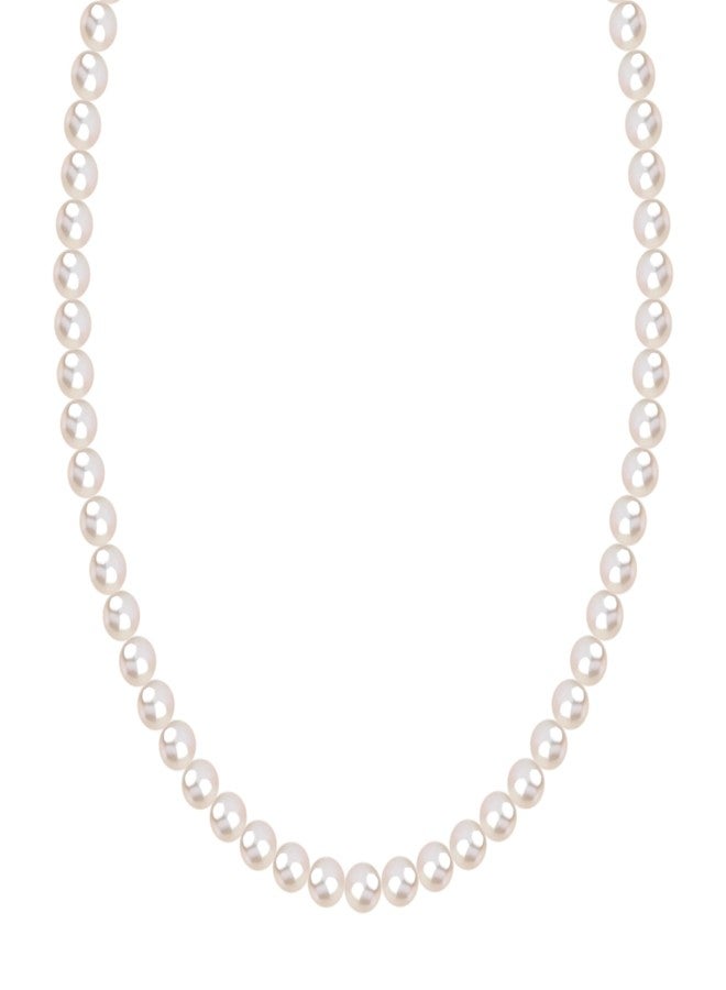 Mingle® 10mm South Sea Pearl Moti Mala Beautiful Mala White Pearl Beads For Necklace Women Original For Pendent Natural Pure Sachha Moti Ki Mala Beautiful Fresh For Women (50 Beads, Pearl) - Image 1