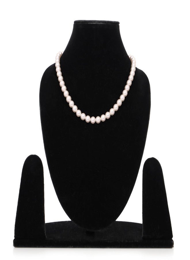 Mingle® 10mm South Sea Pearl Moti Mala Beautiful Mala White Pearl Beads For Necklace Women Original For Pendent Natural Pure Sachha Moti Ki Mala Beautiful Fresh For Women (50 Beads, Pearl) - Image 3