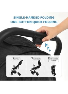 hibobi Hibobi Lightweight Travel Strollers,Compact Stroller for Airplane, Easy One-Hand Folding Baby Strollers,Adjustable Multi-Position Newborn Stroller,Umbrella Stroller with 5-Point Safety Harness  - Image 2
