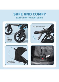 hibobi Hibobi Lightweight Travel Strollers,Compact Stroller for Airplane, Easy One-Hand Folding Baby Strollers,Adjustable Multi-Position Newborn Stroller,Umbrella Stroller with 5-Point Safety Harness  - Image 3