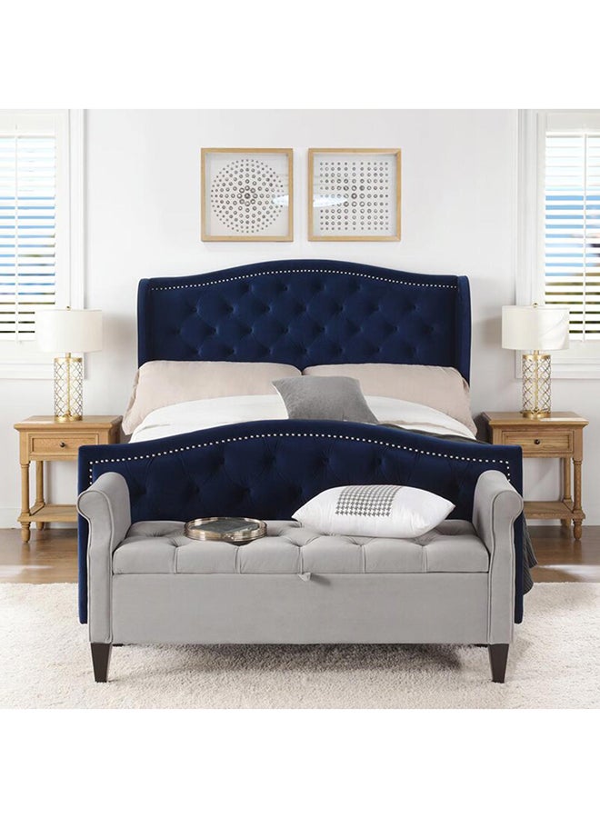 A to Z Furniture Marlon Tufted Upholstered contemporary Bed 200x200cm Super King Bed in Blue Color 