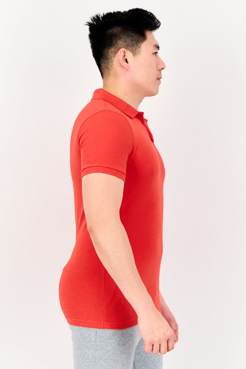 PUMA Men Slim Fit Embroidered Logo Short Sleeves Outdoor Polo Shirt, Red - Image 3