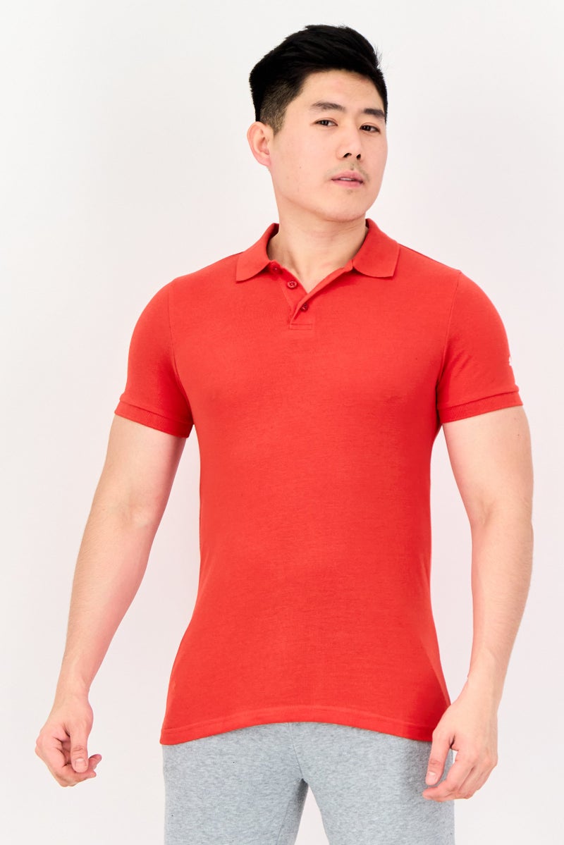 PUMA Men Slim Fit Embroidered Logo Short Sleeves Outdoor Polo Shirt, Red - Image 1