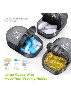 Excefore Canvas Bag Weekly Pill Organizer 2 Times a Day, Large AM/PM Pill Box 7 Day with Portable Zipper Cloth Bag for Holding Supplements  - Image 3