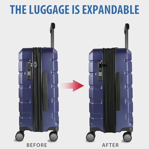 KROSER Hardside Expandable Carry On Luggage with Spinner Wheels & Built-in TSA Lock, Durable Suitcase Rolling Luggage with USB Port, Carry-On 20-Inch, Navy - Image 5
