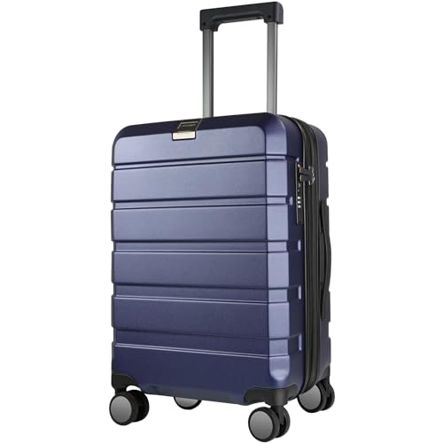 KROSER Hardside Expandable Carry On Luggage with Spinner Wheels & Built-in TSA Lock, Durable Suitcase Rolling Luggage with USB Port, Carry-On 20-Inch, Navy - Image 1