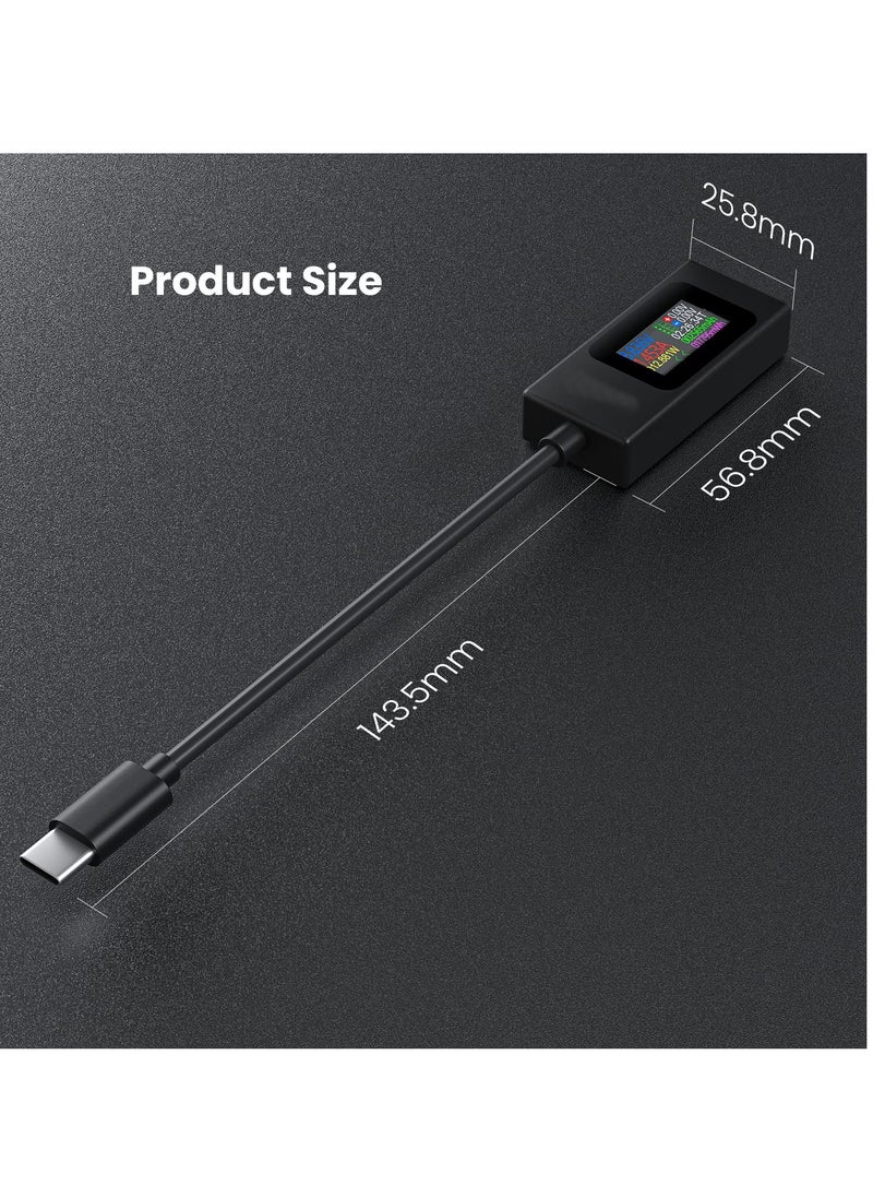 Excefore - USB C Power Meter Testers, Type C Voltage and Current Tester Meter, USB C Voltage Current Voltmeter Amp Volt Ammeter Detector USB Cable Charger Indicator - Image 1