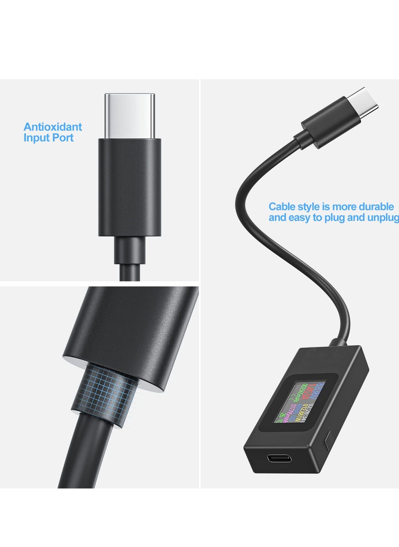Excefore - USB C Power Meter Testers, Type C Voltage and Current Tester Meter, USB C Voltage Current Voltmeter Amp Volt Ammeter Detector USB Cable Charger Indicator - Image 1