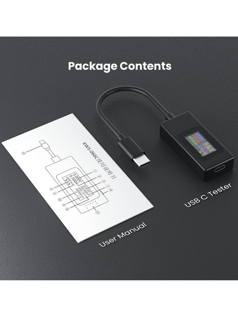 Excefore - USB C Power Meter Testers, Type C Voltage and Current Tester Meter, USB C Voltage Current Voltmeter Amp Volt Ammeter Detector USB Cable Charger Indicator - Image 1