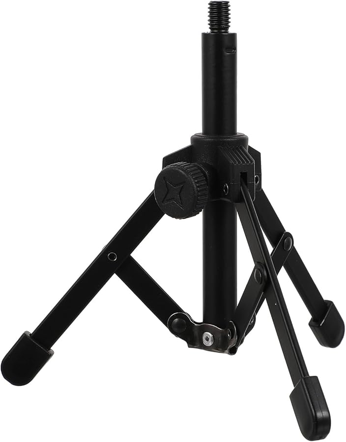Adjustable Desktop Microphone Tripod Stand with Mic Bracket 8mm Thread Black - Image 1