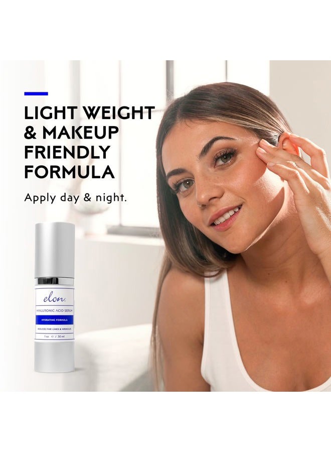 Elon Hyaluronic Acid Serum for Face & Neck - Revitalizing Daily Facial Serum Vitamin C and Hyaluronic Acid, E & Jojoba Oil - Promotes Deep Hydration & Collagen Production - Suitable for all Skin Types - Image 3